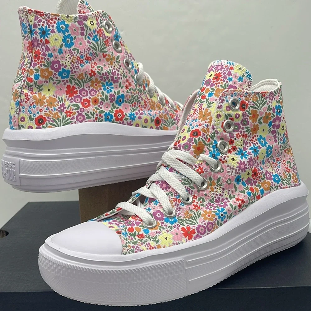 Converse WMNS Platform Sneakers A14968C CTAS MOVE HI WHITE/CACTUS BUD